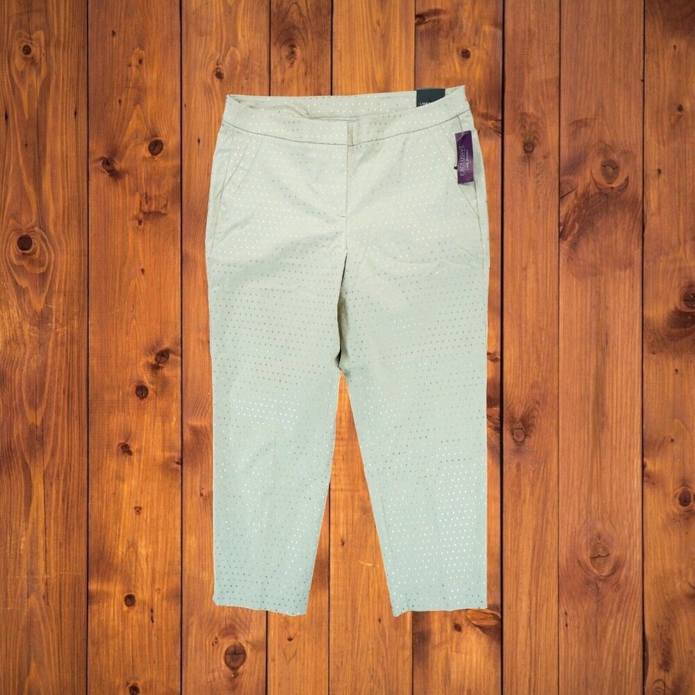 NWT Lane Bryant Madison‎ Women's Tan Gold Dot Ankle Pant Beige Size 16 MSRP $65